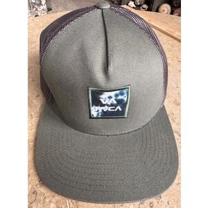 NWOT RVCA Mens Olive Green Mid‎ Fit Trucker Hat Snapback Tie Dye Logo MAHW3RVP